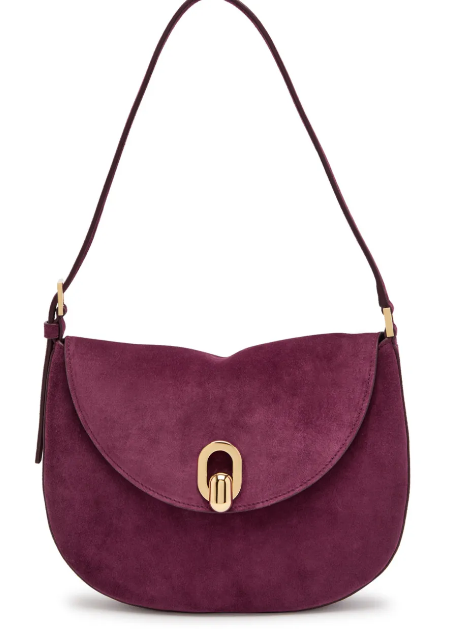 Tondo small suede shoulder bag