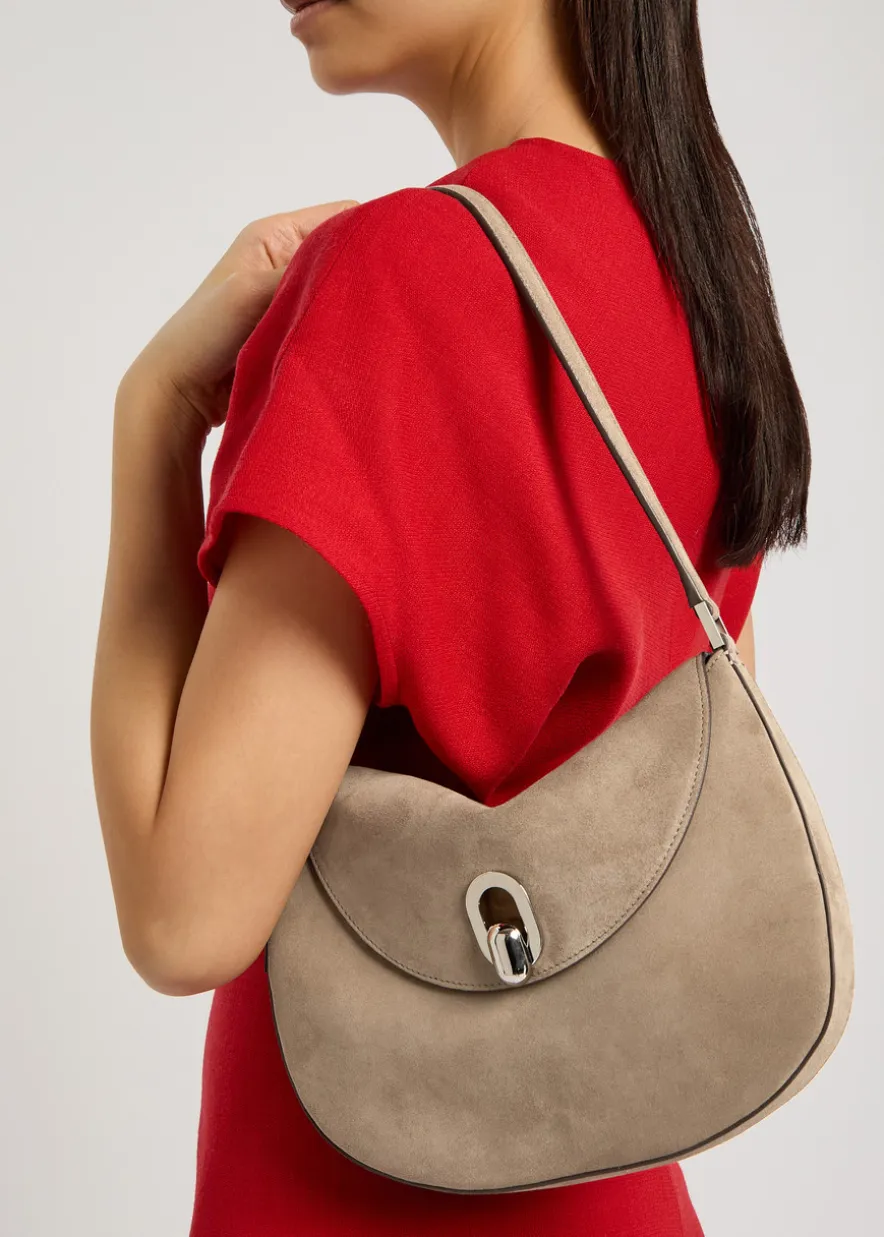 Tondo small suede shoulder bag