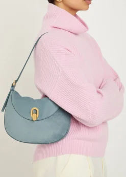 Tondo small suede shoulder bag