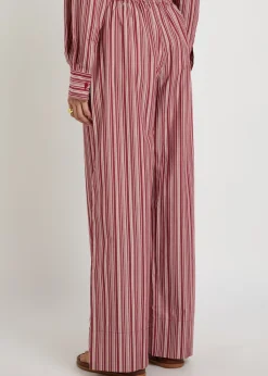 Tone striped straight-leg cotton trousers