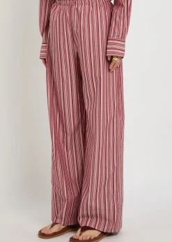 Tone striped straight-leg cotton trousers