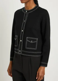 Topstitch wool cardigan