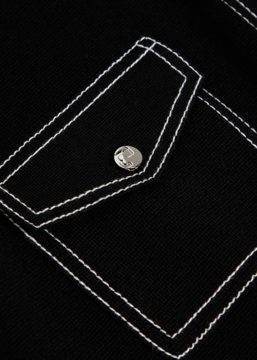 Topstitch wool cardigan