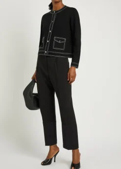 Topstitch wool cardigan
