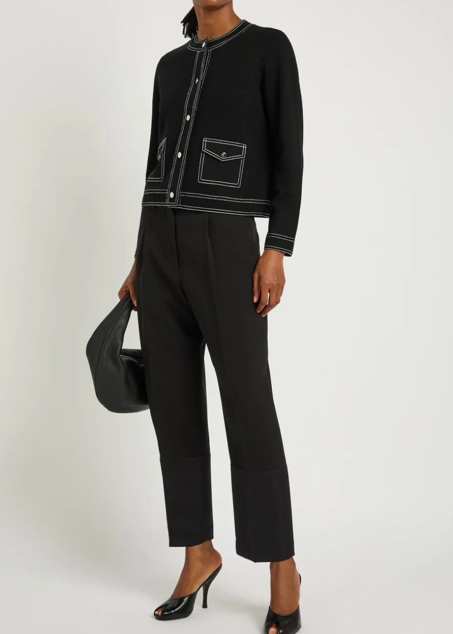 Topstitch wool cardigan