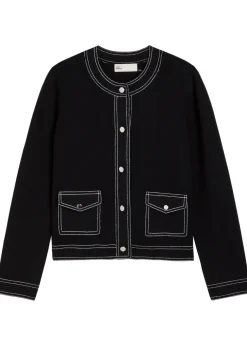 Topstitch wool cardigan