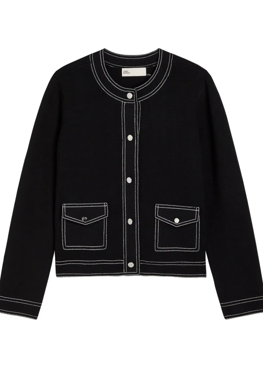 Topstitch wool cardigan