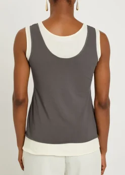 Tor layered-effect cotton tank top