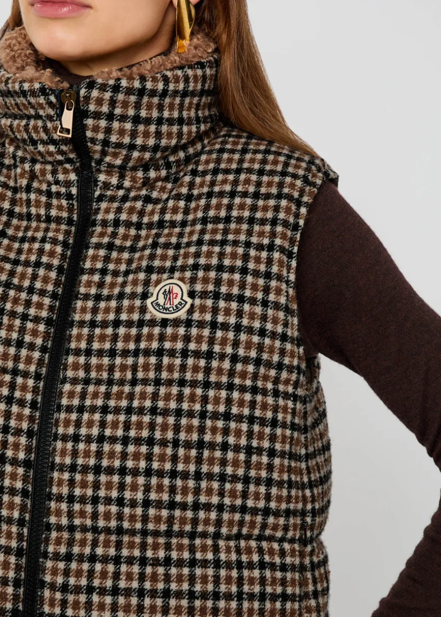 Touvet houndstooth quilted wool-blend gilet
