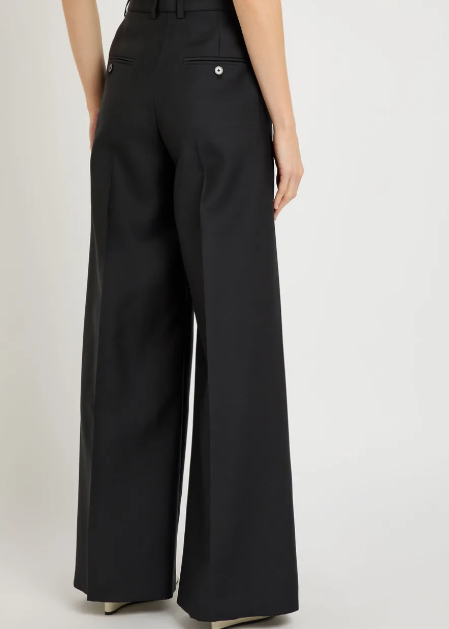 Tove split wide-leg wool-blend trousers