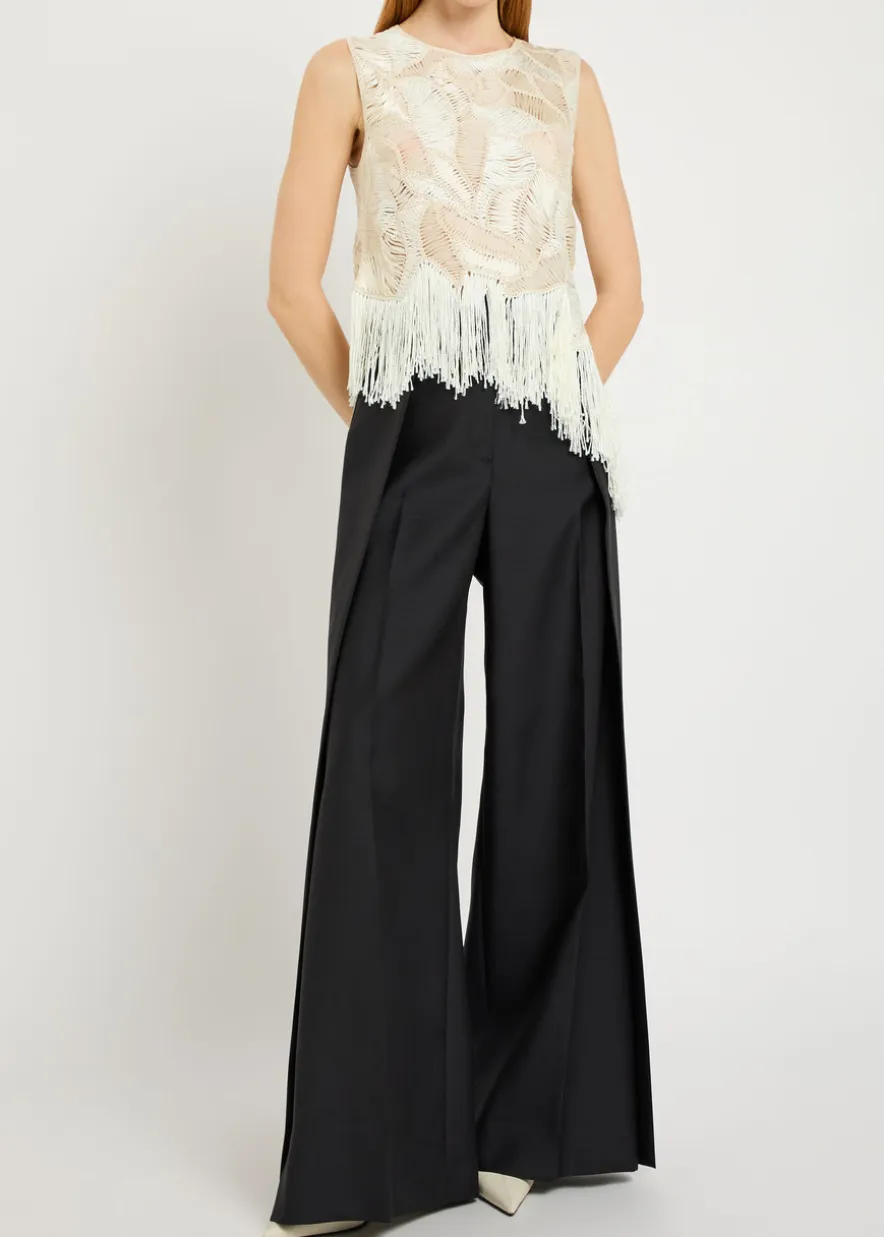 Tove split wide-leg wool-blend trousers