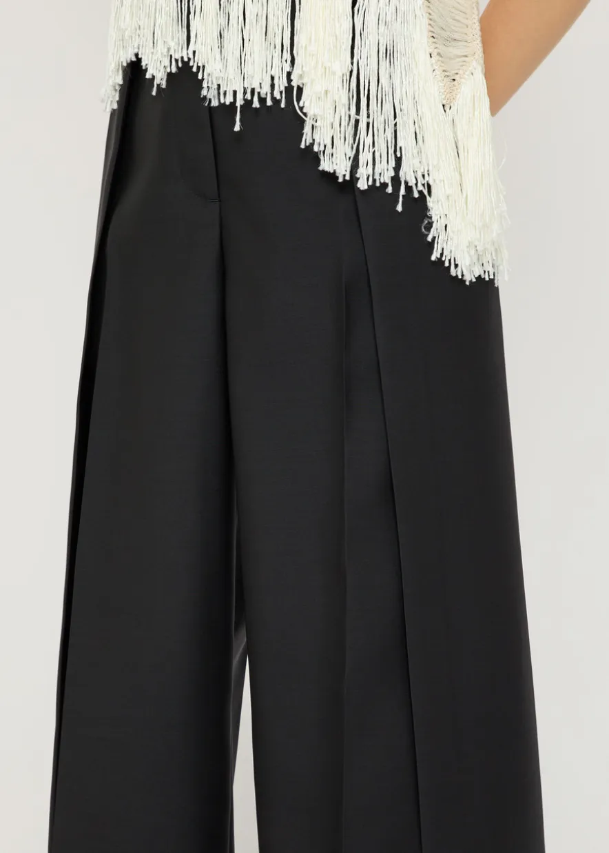 Tove split wide-leg wool-blend trousers