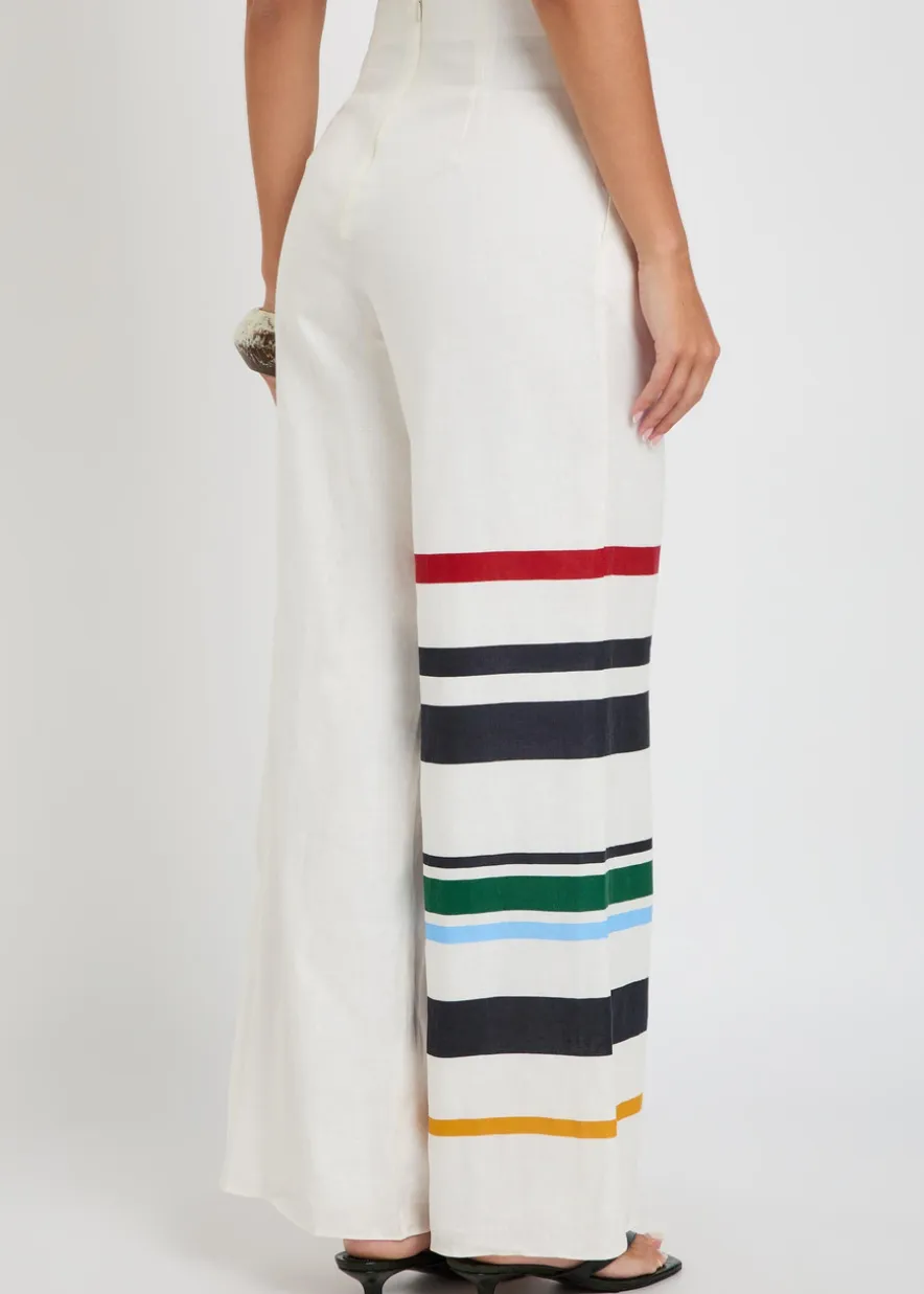 Toya striped wide-leg linen trousers