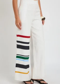 Toya striped wide-leg linen trousers