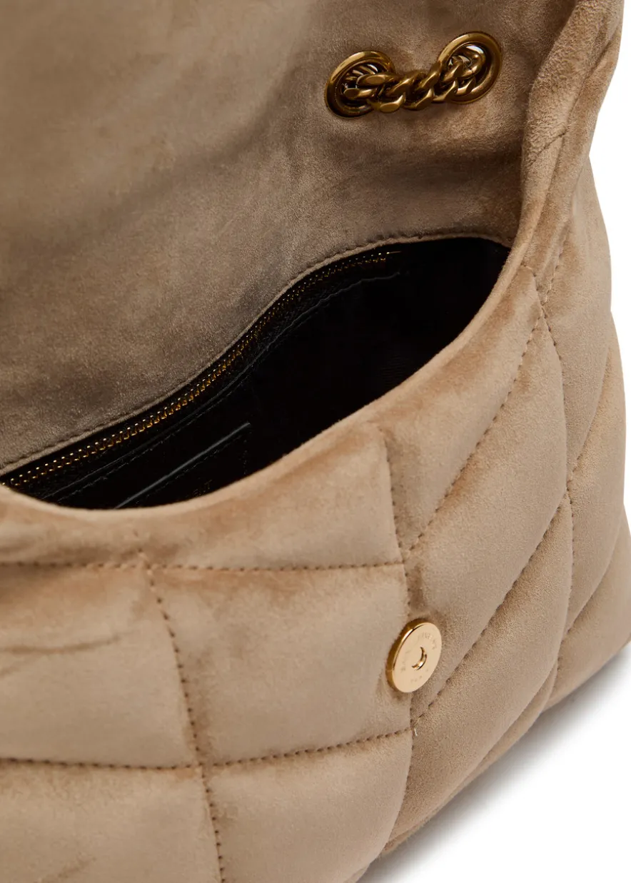 Toy quilted suede cross-body bag