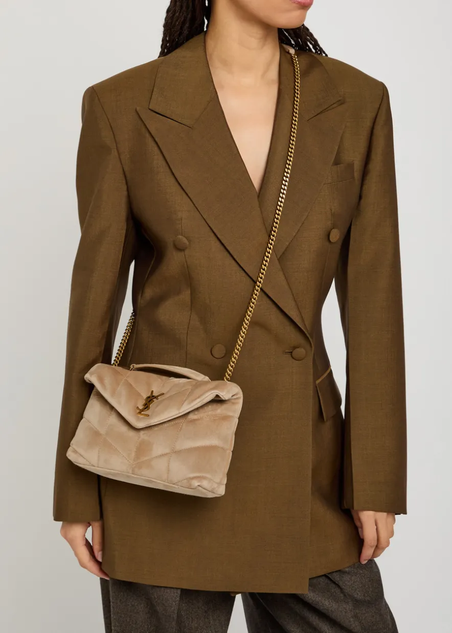 Toy quilted suede cross-body bag