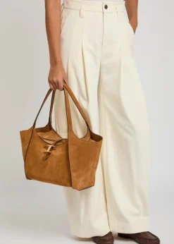 T-plaque suede tote