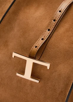 T-plaque suede tote