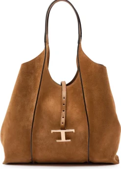 T-plaque suede tote