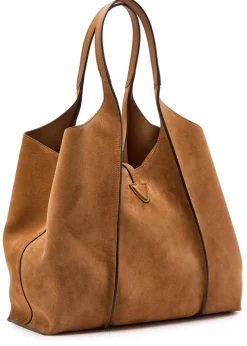 T-plaque suede tote