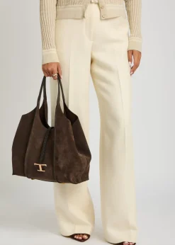 T-plaque suede tote