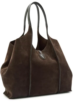 T-plaque suede tote