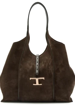 T-plaque suede tote