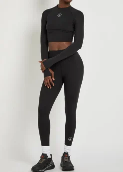 Training cropped stretch-jersey top