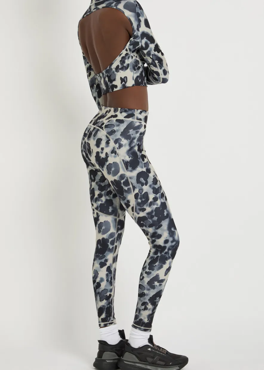 Training printed cropped stretch-jersey top