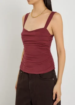 Trish ruched stretch-cotton top