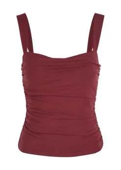 Trish ruched stretch-cotton top