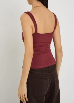 Trish ruched stretch-cotton top