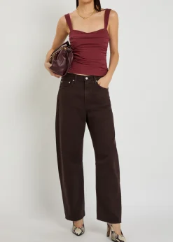 Trish ruched stretch-cotton top