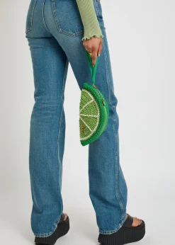 Tropicus lime braided waxed cord clutch