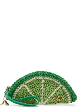 Tropicus lime braided waxed cord clutch