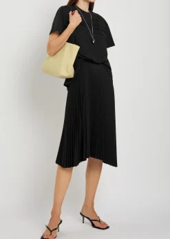 Tucked plissé cotton T-shirt dress