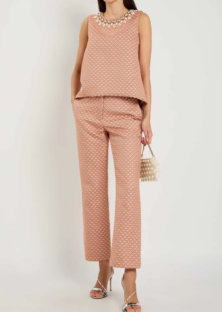 24/7 tulip-jacquard trousers