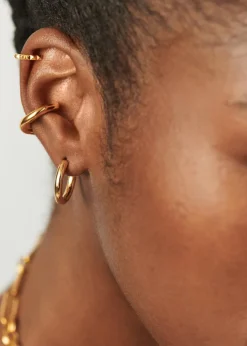 Tunnel medium 18kt gold-plated hoop earrings