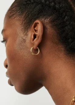 Tunnel medium 18kt gold-plated hoop earrings