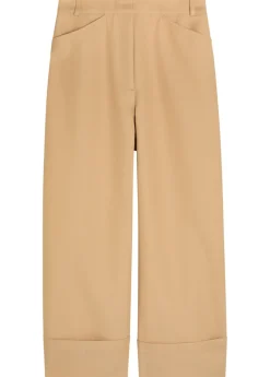 Turn-up cuff wide-leg trousers