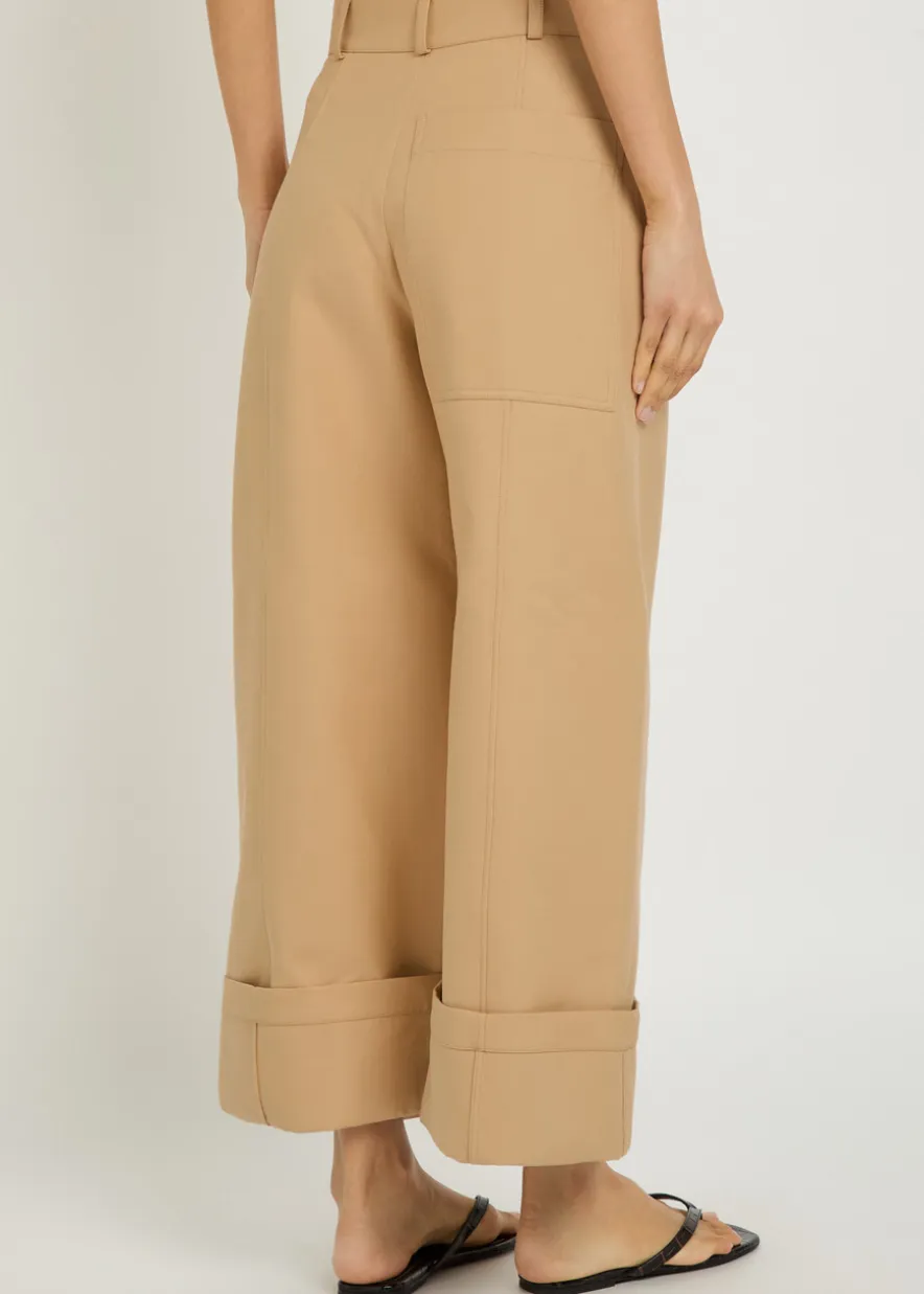 Turn-up cuff wide-leg trousers