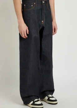 Turn-up wide-leg jeans