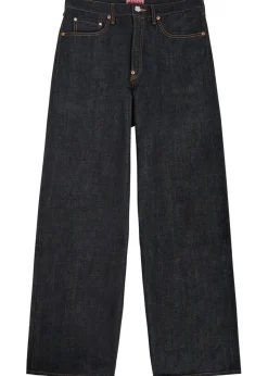 Turn-up wide-leg jeans