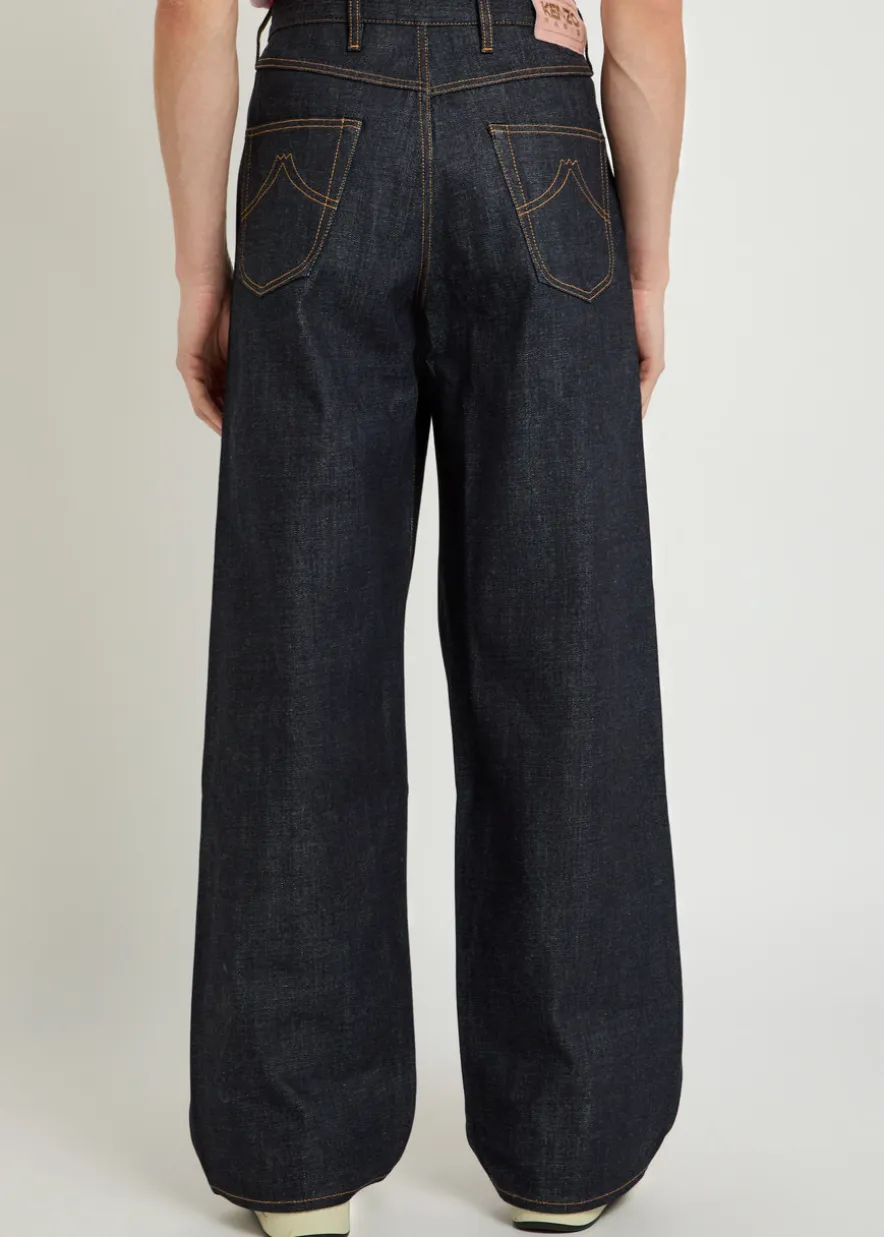 Turn-up wide-leg jeans