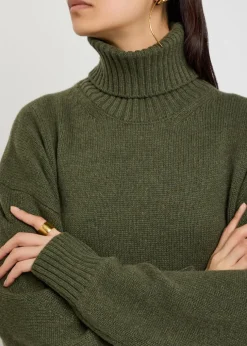 Turtle-neck cashmere and wool-blend jumper
