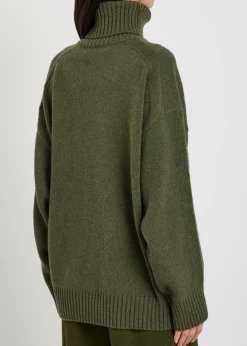 Turtle-neck cashmere and wool-blend jumper