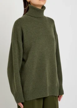 Turtle-neck cashmere and wool-blend jumper