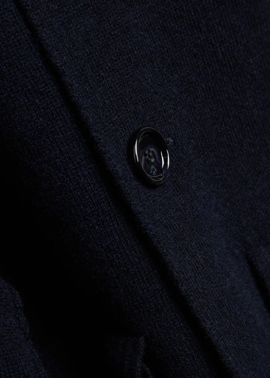Turtle-neck wool and cashmere-blend cardigan