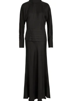 Tuxedo-style silk midi dress