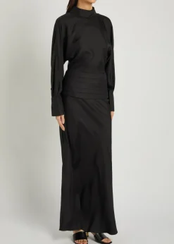 Tuxedo-style silk midi dress